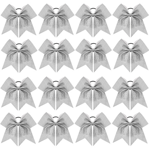 CN 8" Large Glitter Cheer Bows for Cheerleaders with Elastic Hair Ties