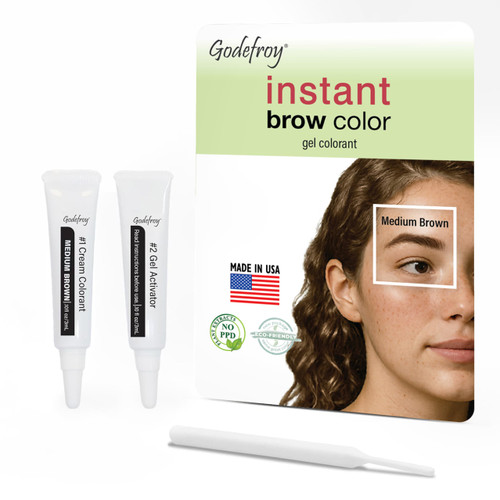 Godefroy Temporary Brow Color, Medium Brown, 12 Applications, Fast-Acting
