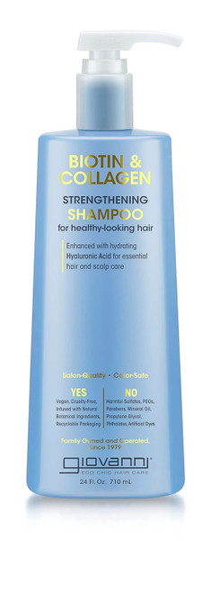 GIOVANNI Biotin & Collagen Shampoo, Strengthening Shampoo, Vegan, 24 oz