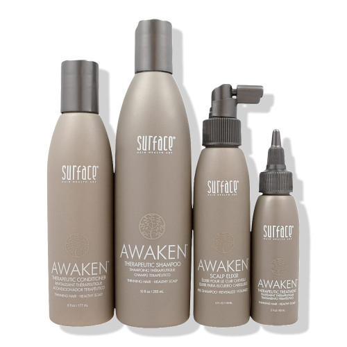 Surface Hair - Awaken Kit: Shampoo, Conditioner, Scalp Elixir and Therapeutic Treatment - for Thinning Hair, Hair Loss and Thickening
