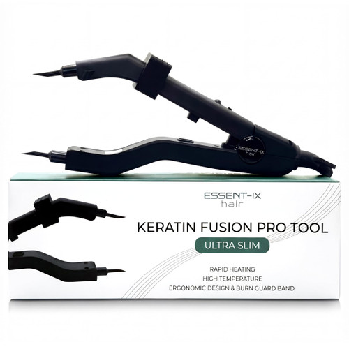Professional Keratin Fusion Tool for Hair Extensions – Slim Long Heating Plates, Adjustable Temperature, Rapid Heat-UP, Seamless Fusion, Root Access, Salon-Quality Keratin Glue Gun (Black)