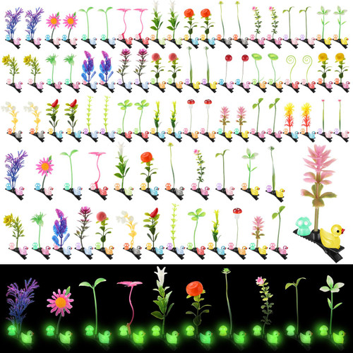 Tigeen 100 Pcs Glow Rave Sprout Trinkets Festival Duck Hair Clip