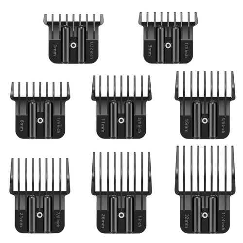 8 Pack Premium Trimmer Guards Fit for BaBylissPRO Barberology FX787 & FX726 Trimmer, Replacement Guards with Metal Spring Clip - From 1/32-5/4 inch Snap on Blade Attachment Combs Set