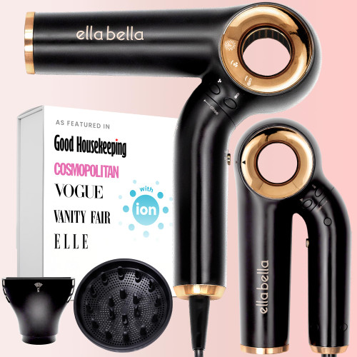 ELLA BELLA® Ionic Hair Dryer (Foldable) with Diffuser, Perfect for Travel