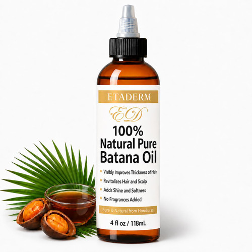 ETADERM 100% Pure Raw Batana Oil for Hair Growth - Stimulates Regrowth, Nourishes & Repairs Damage - All Natural, Cold-Pressed, Authentic Honduras-Sourced Hair Oil for Stronger Thicker Hair, 4 Fl Oz