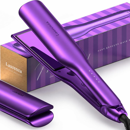 Laurenza 2-Inch Wide Flat Iron Hair Straightener and Curler with 20M Anions