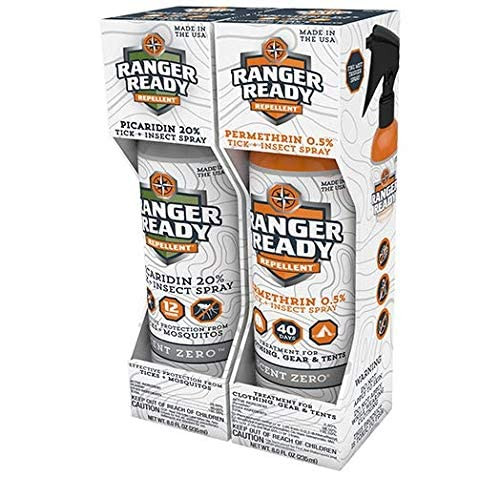 Ranger Ready Repellents P2Pak Permethrin + Picaridin Tick & Insect Repellent, Scent Zero, 8 Fl Oz. (Pack of 2)