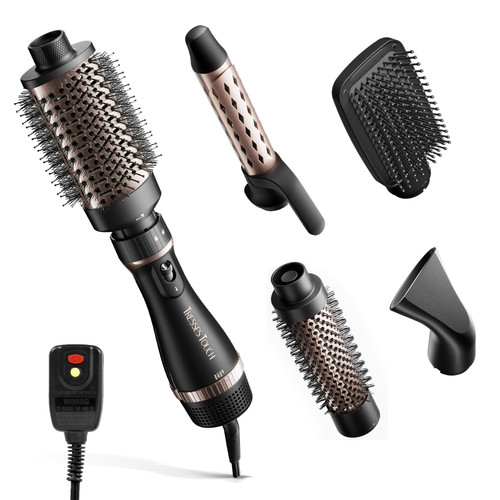 Hair Dryer Brush Set, 5-in-1 Blow Dryer Brush Set, Multi Hot Air Hair Styler for Salon Blowouts, Smooth Curls, Volumizing and Straightening, Sleek and Less Frizz, Rose Gold