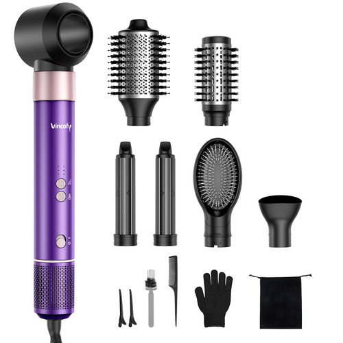 Vincofy 7 in1 Hair Styler Dryer Brush Set, 1500W Blow Dryer Brush, Purple
