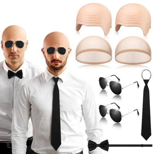 Mepase 6 Pcs Halloween Bald Cap Costume Accessories Kit, Wrinkle Style