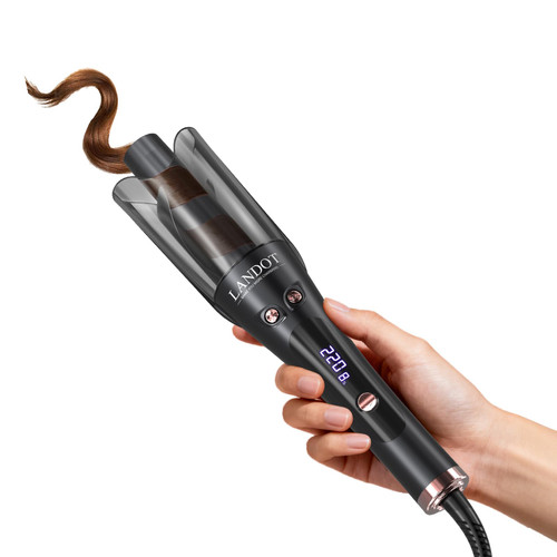 LANDOT Automatic Rotating Hair Curler for Women 1" Anti-Tangle Dual Voltage
