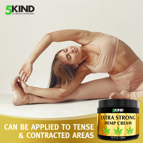5kind Extra Strong Hemp Cream 10.1 fl oz - Maximum Strength - Natural Topical Cream - Muscle Rub for Lower Back, Joints, Neck, Knees, Shoulders