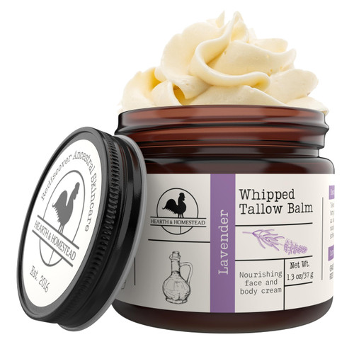 Hearth & Homestead Whipped Beef Tallow for Skin & Face, Lavender, 1.3oz