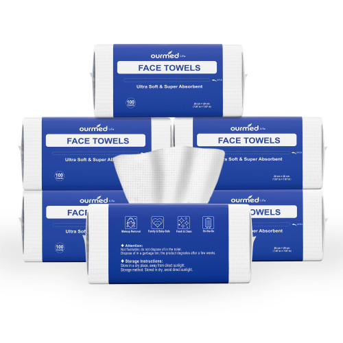 Ourmed Life Face Towels Disposable, Ultra Soft & Absorbent, 600 Count