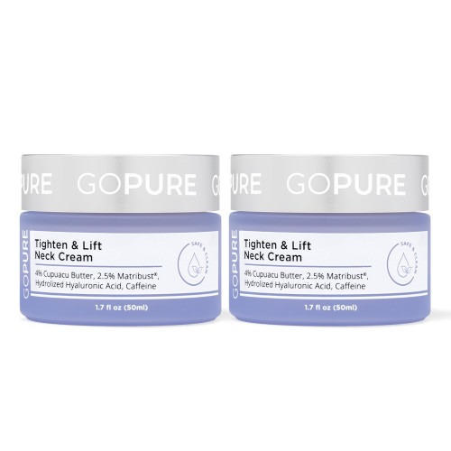 goPure Tighten & Lift Neck & Chest Moisturizer Cream for Visibly Firming, Tightening and Lifting the Look of Wrinkles & Crepey Skin, 1.7oz - Pack of 2