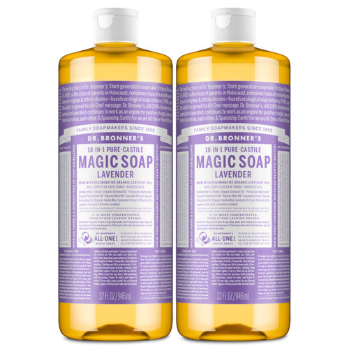 Dr. Bronner's Lavender Pure-Castile Liquid Soap, Body Wash, 32 oz 2-Pack