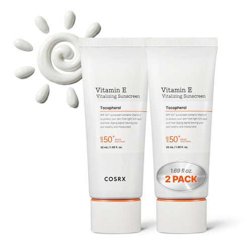 COSRX Vitamin E Sunscreen 2 Pack, SPF 50 Natural Glow Face Sunscreen