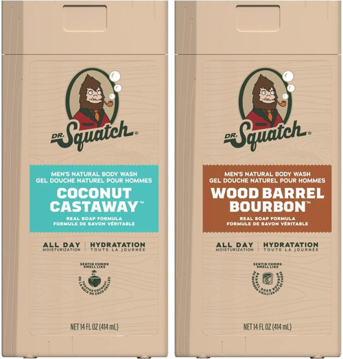 Dr. Squatch Natural Men's Body Wash, Moisturizing Shower Gel (14oz, 2-Pack)