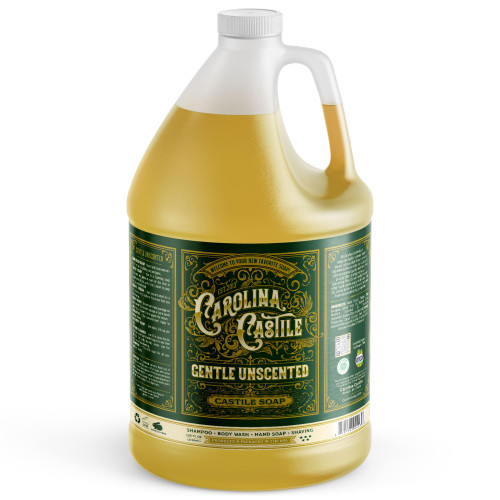 Carolina Castile Soap Castile Soap Liquid Unscented - 1 Gallon Vegan & Pure Organic Soap Concentrated Non Drying All Natural Formula Good for Sensitive Skin (1 Gallon)