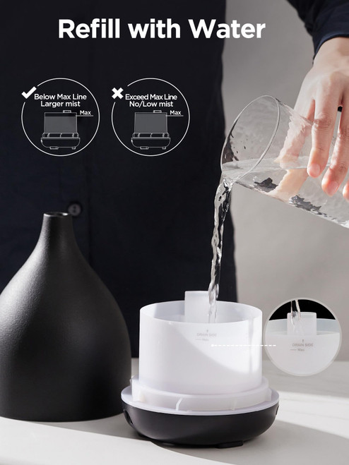 InnoGear Oil Diffuser, 300ML Ceramic Diffuser for Essential Oils Handcrafted Aromatherapy Diffuser Ultrasonic Cool Mist Humidifier with 4 Timers Waterless Auto Off for Room Office, Black