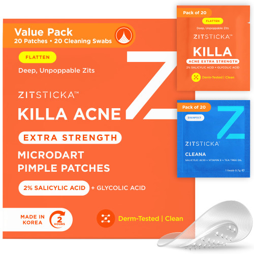 ZitSticka Killa Acne Extra Strength Microdart Pimple Patches For Face, 20Ct