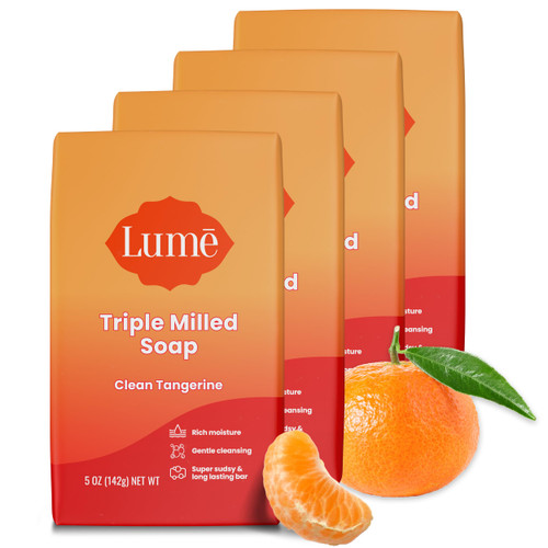 Lume Triple Milled Bar Soap - 5 oz, 4 pk (Clean Tangerine)