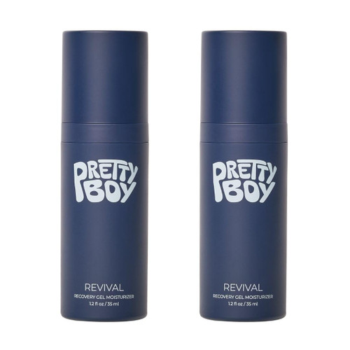 Prettyboy Face Revival Gel Moisturizer For Men - Hydrating Cream That Refreshes Dry Skin, Irritation, & Redness - Supports Anti Aging & Anti Wrinkle - Fragrance Free - 2 Count