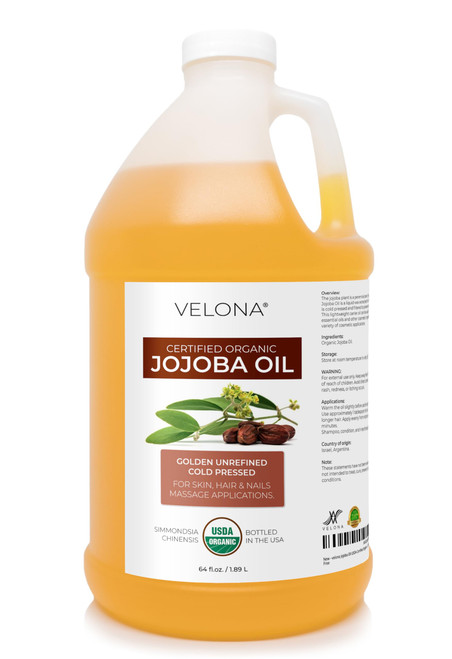 velona USDA Organic Jojoba Oil - 64 fl oz, Cold Pressed, Unrefined