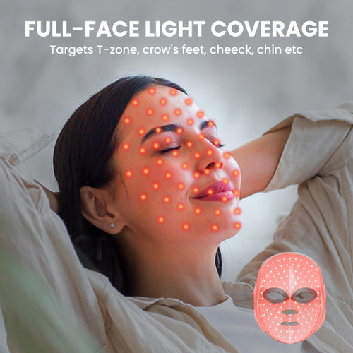 gelpal 7-1 Colors Red Light Therapy For Face，LED Facial Skin Care Mask,Red Light Mask for Face, LED Facial Mask Light,Salon or Home,White.