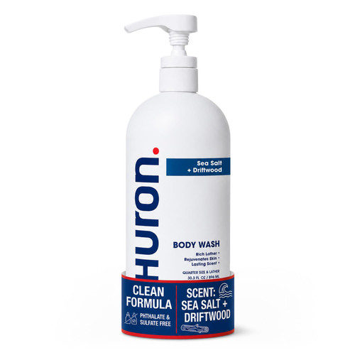 Huron Body Wash: Sea Salt + Driftwood Scent, Non-Toxic & Hydrating; 30.3oz