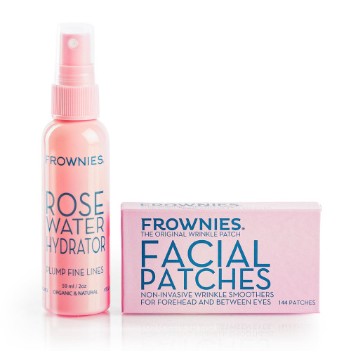 Frownies Forehead Wrinkle Patches & Rose Water Hydrator Kit
