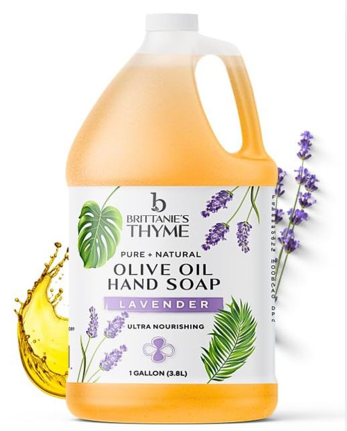Brittanie's Organic Castile Liquid Olive Oil Soap Refill, Lavender 1 Gallon