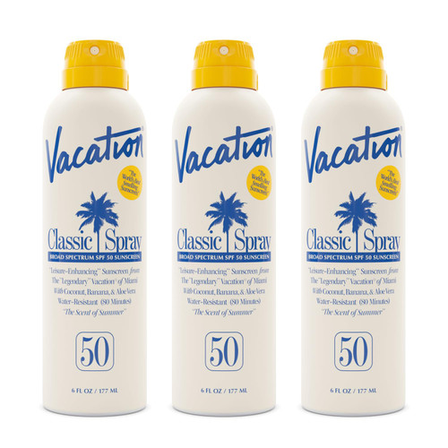 Vacation Classic SPF 50 Sunscreen Spray, 6 Fluid Ounces, Pack of 3