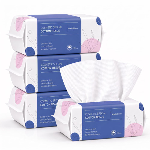 PoeticEHome Disposable Face Towels, Thick Yet Soft Cotton Dry Wipes, 4 Pack