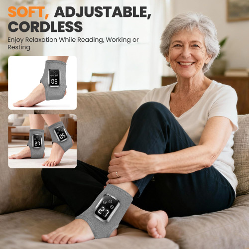 YAZHI Foot Massager 2-in-1 Warming Wrap – Relax & Renew Foot & Ankle Massager with 3 Modes & 4 Heat Levels, Portable for Home or Travel 2pack