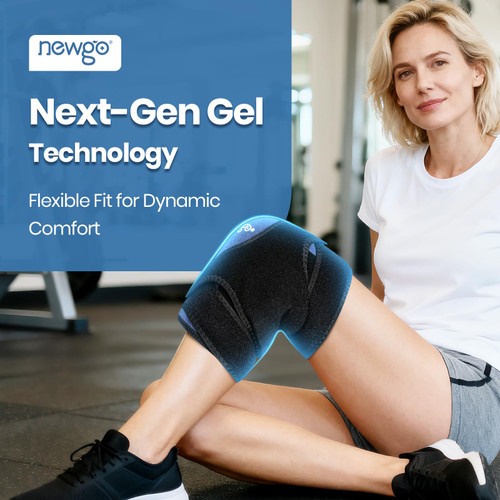 NEWGO 360° Knee Ice Pack Wrap, 60 Minutes Extended Cold Therapy with Ice Grid Gel, Ergonomic Y-Shape Snug Fit for Sports & Surgery Recovery, Swelling, Leak-Resistant, Reusable Design - 2 Pack