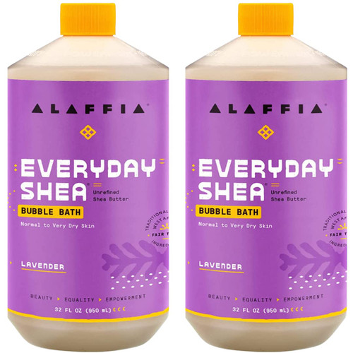 Alaffia Everyday Shea Bubble Bath, Lavender 2-Pack, 32 Oz Ea