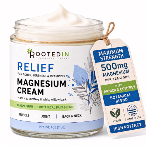 Magnesium Cream, Magnesium Chloride, 500mg per Teaspoon, Arnica, 4 oz Jar