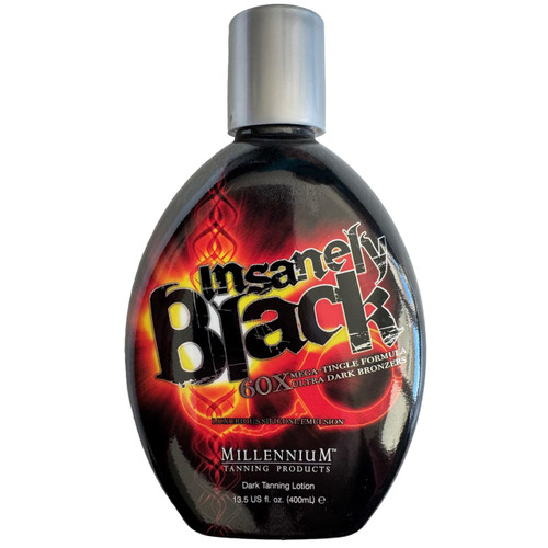 Millennium Tanning Insanely Black 60x, Mega Tingle, 13.5oz Dark Tanning Lotion with Bronzer & Silicone for Tattoo Protection for Tanning Beds or Outdoors with Bronzer & Silicone for Tattoo Protection