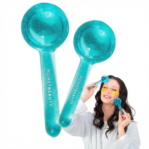 MonétBeauty Tighten Skin, Depuff & Sinus Relief? Try Ice Globes for Face, Freezer Safe Facial Globes for Daily Beauty Routines, Face Roller to Enhance Circulation and Complexion - Blue