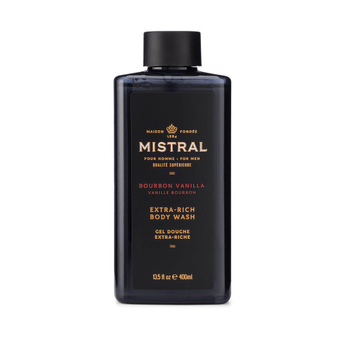 Mistral Bourbon Vanilla Men's Body Wash & Shampoo for Men, 13.5 oz