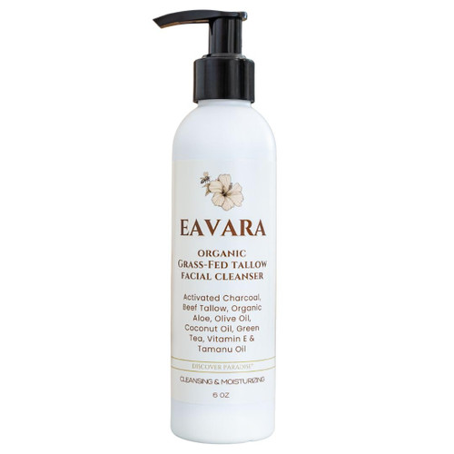 Eavara Beef Tallow Face Wash with Charcoal, Aloe Vera & Hyaluronic Acid 6oz
