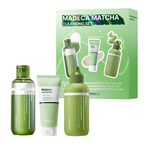 CENTELLIAN 24 Madeca Matcha Cleansing Set - Peeling Gel, Oil & Foam