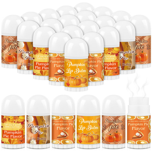 Sacubee 50 Pcs Fall Pumpkin Pie Scented Lip Balms Bulk, Fall Party Favors