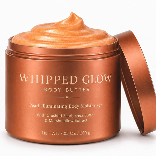 Boaccy Whipped Glow Body Butter, Pearl-Illuminating Body Moisturizer with Crushed Pearl, Shea Butter & Marshmallow Extract, Soft Radiant Finish for Arms, Legs & Shoulders, 7.05 oz / 200 g (1)