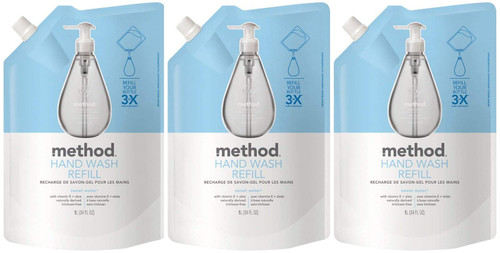 Method Gel Hand Soap Refill, Sweet Water, 34 Fl Oz (Pack of 3)