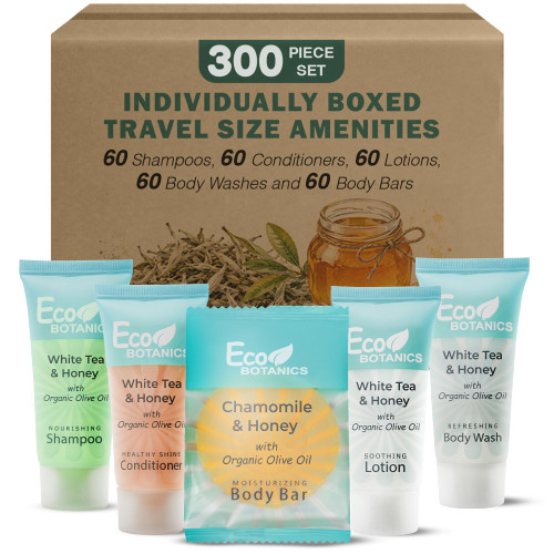 Eco Botanics Hotel Toiletries, Shampoo & Conditioner Amenity Set, 300-Piece