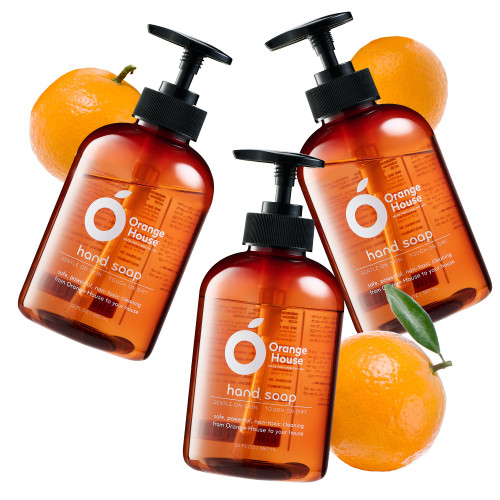 ORANGE HOUSE Hand Soap, Cold-Pressed Orange Oil, 12 Fl Oz (Pack of 3)