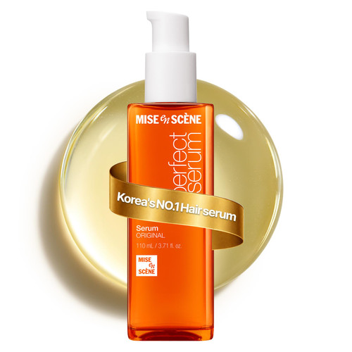 Mise En Scene Perfect Serum Original - Heat Protectant Hair Oil for Frizzy & Dry | Argan Oil | Visibly Smooths & Softens | Add Shine All Hair Types | Damage Repair | Fruity Floral Scent, 3.71 Fl Oz.