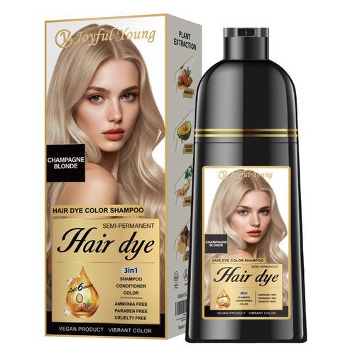 Joyful Young Hair Dye Shampoo 3-in-1, Champagne Blonde, Gray Hair Coverage